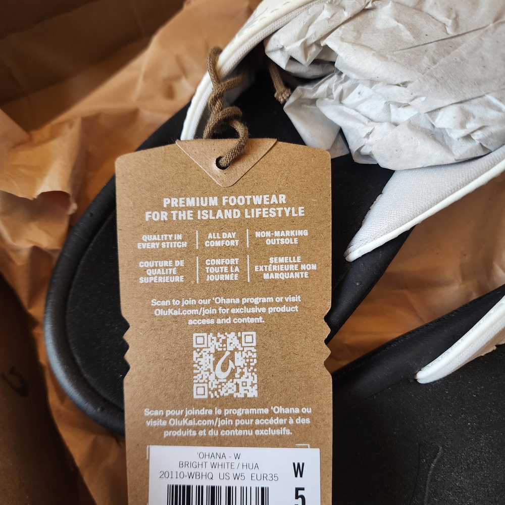 OluKai Black and White Sandals - Picture 4 of 6